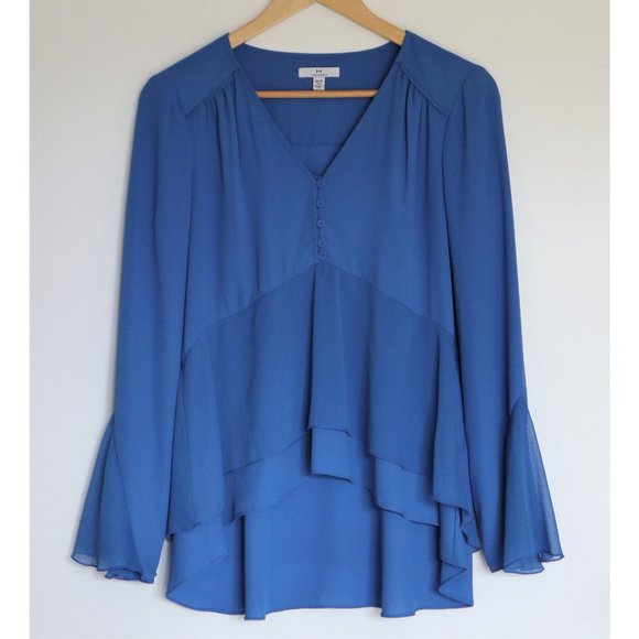 Blue Bell Long Sleeve High Low Blouse - Picture 1 of 6